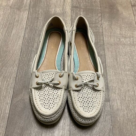 Womens Sperry Audrey Perfornated Leather Boat Lace Up Casual Loafers Shoes‎ - Picture 1 of 8